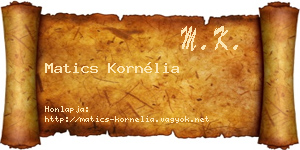 Matics Kornélia névjegykártya